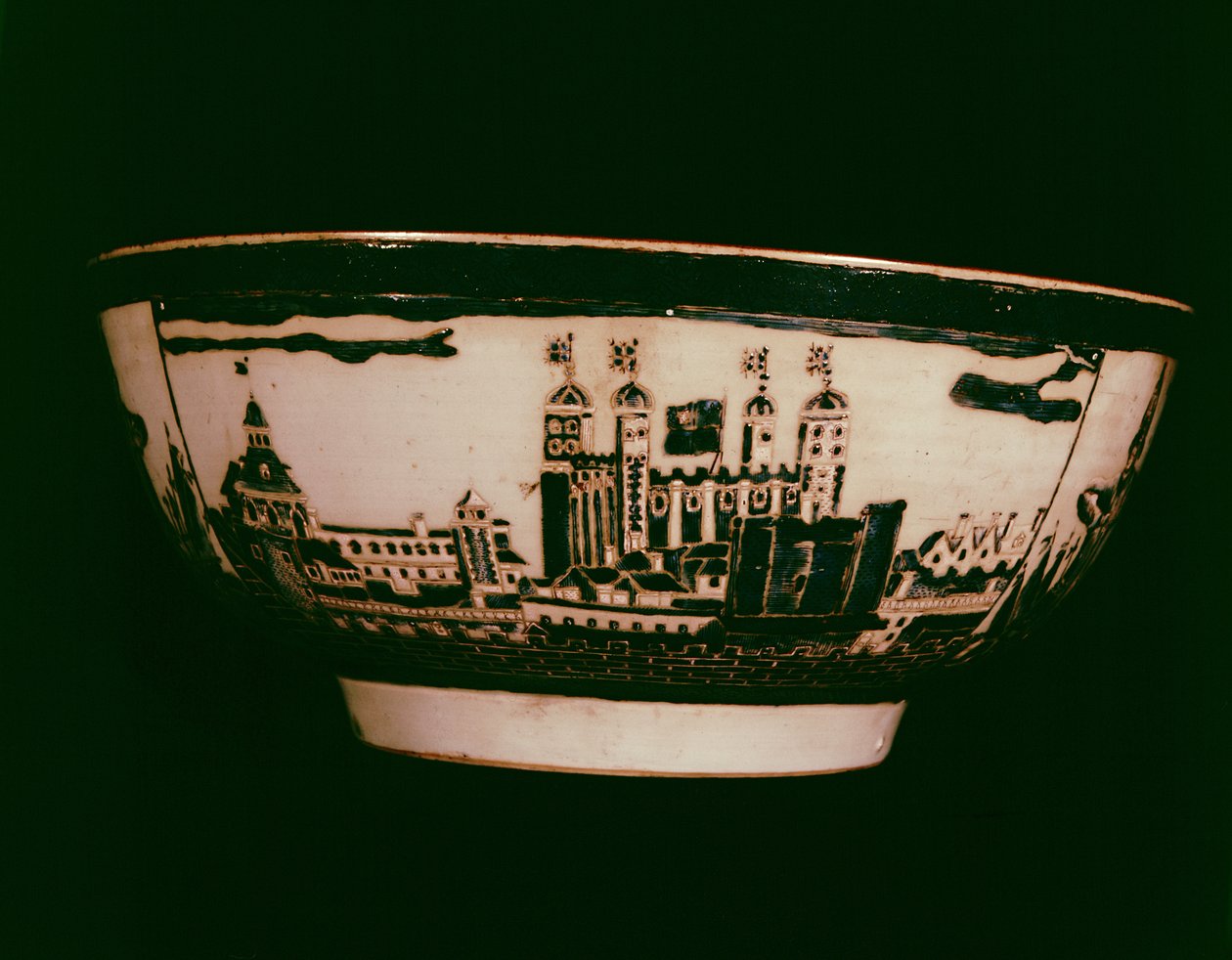 Delft plate with views of the Tower of London, side view, c.1600 by English School