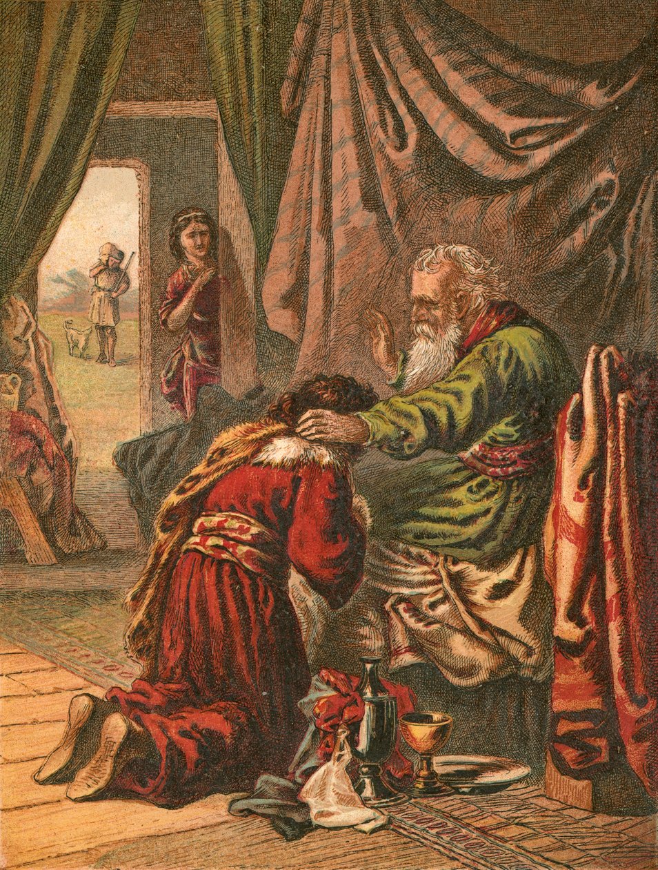 Issac blessing Jacob by English School