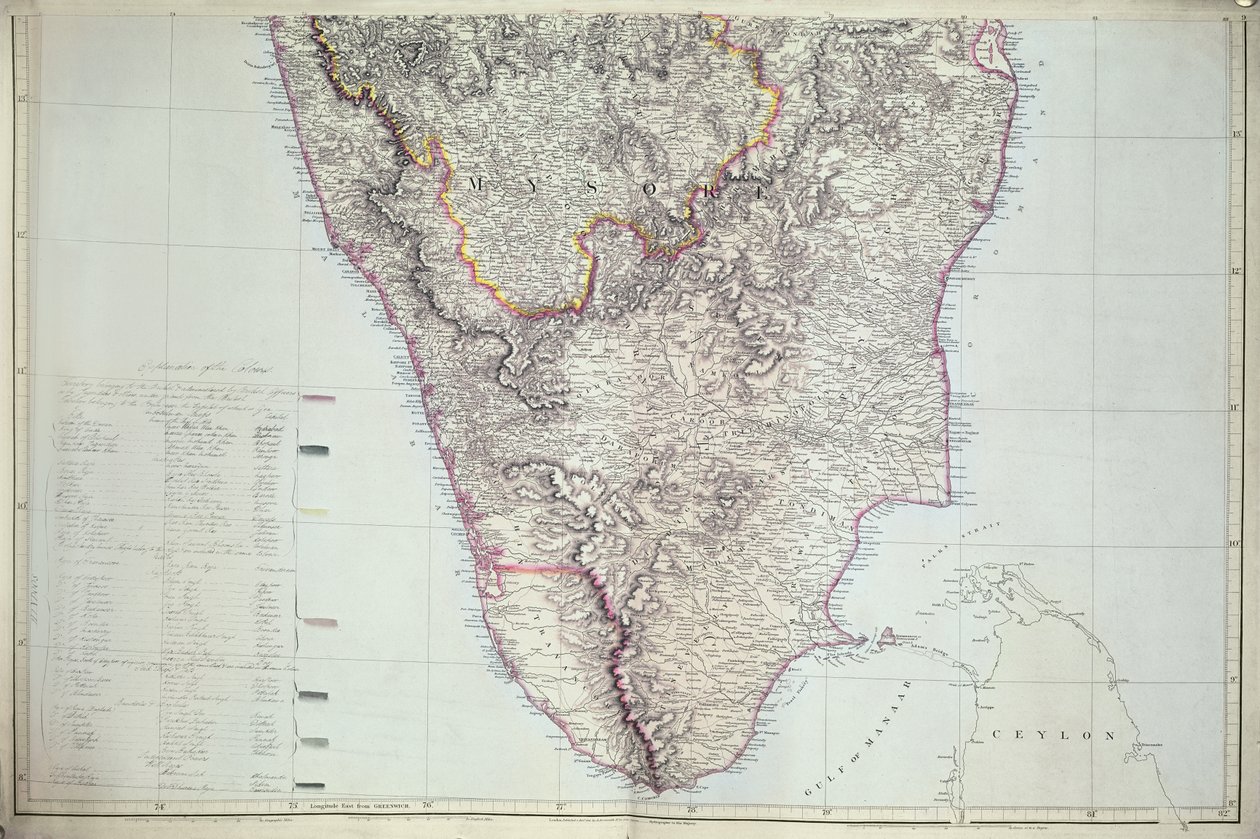 Map of Southern India, 1816 by English School