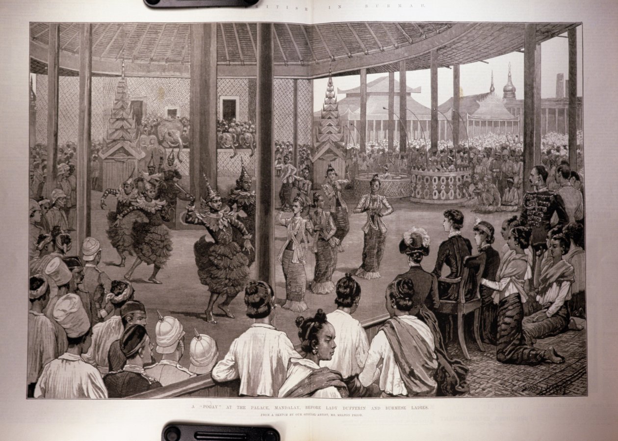 The British in Burmah: A Pooay at the Palace, Mandalay, Before Lady Dufferin and Burmese Ladies, from 