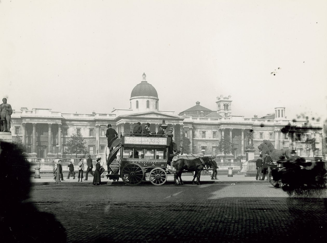 Horse-Drawn Transport in Trafalgar Square by English Photographer