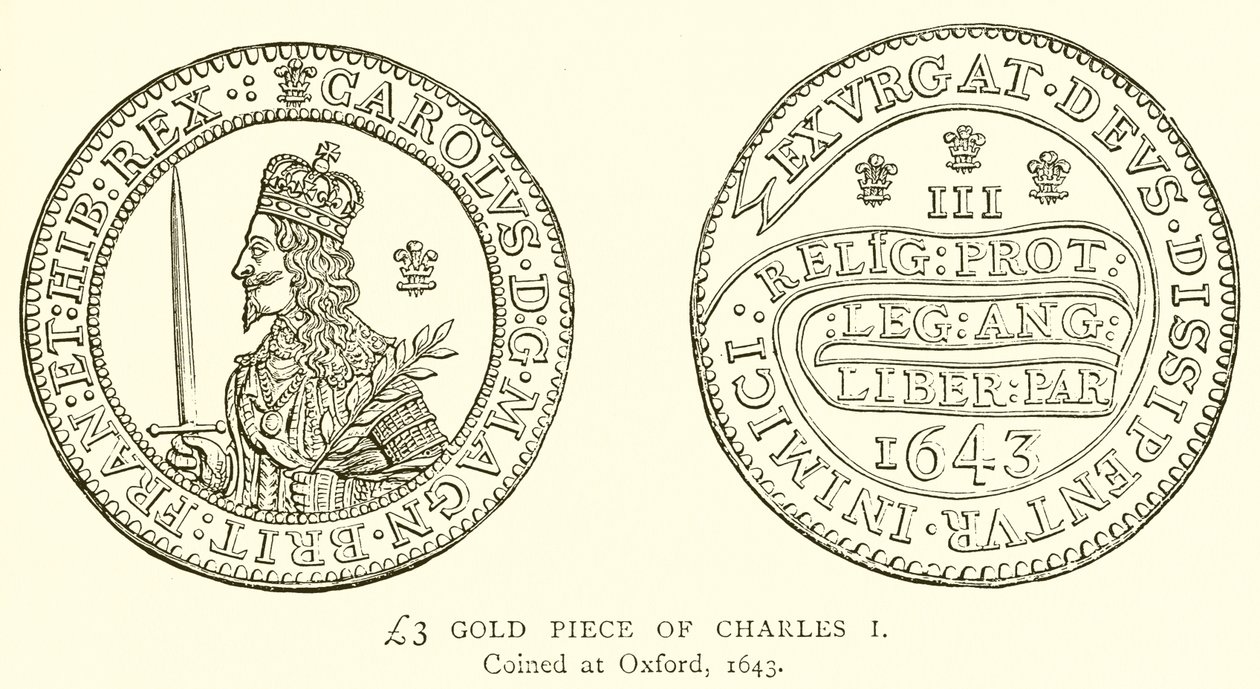 £3 Gold Piece of Charles I by English School