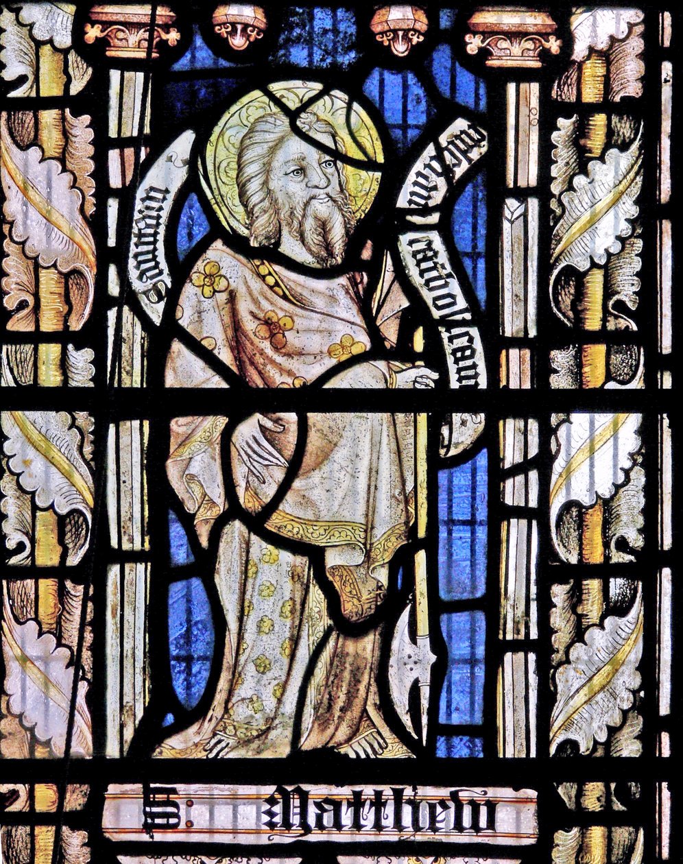 A south window depicting St Matthew by English School