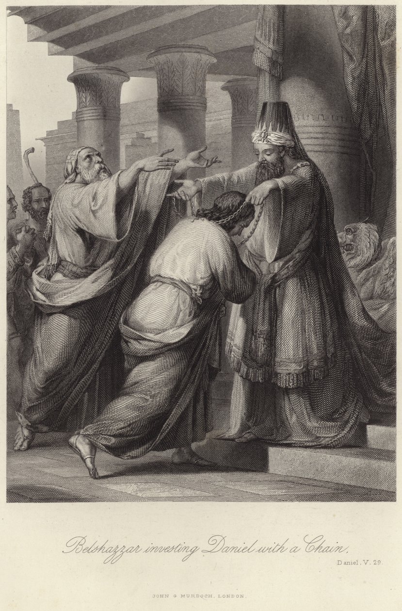 Belshazzar Investing Daniel with a Chain by English School