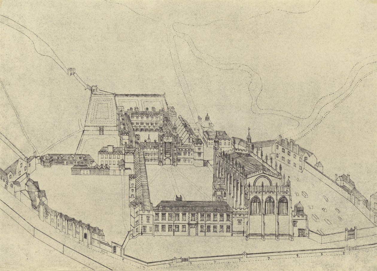 Birds Eye View of Eton College (engraving) by English School