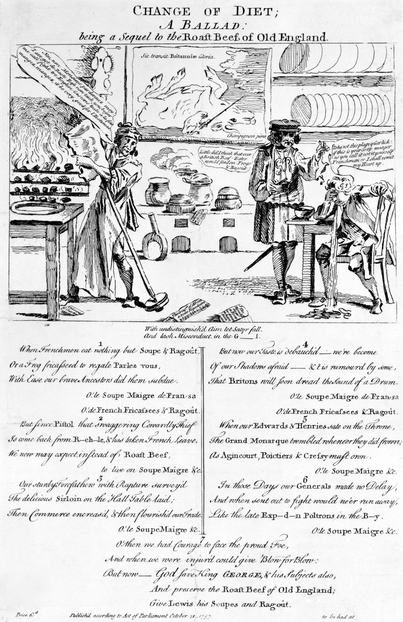 Change of Diet, A Ballad, 1757 by English School