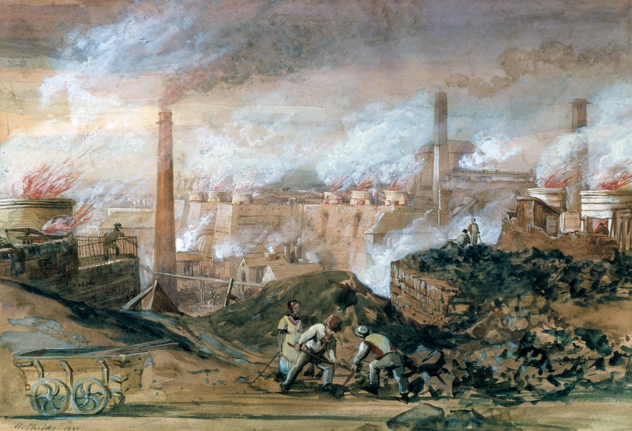 Dowlais Ironworks by English School