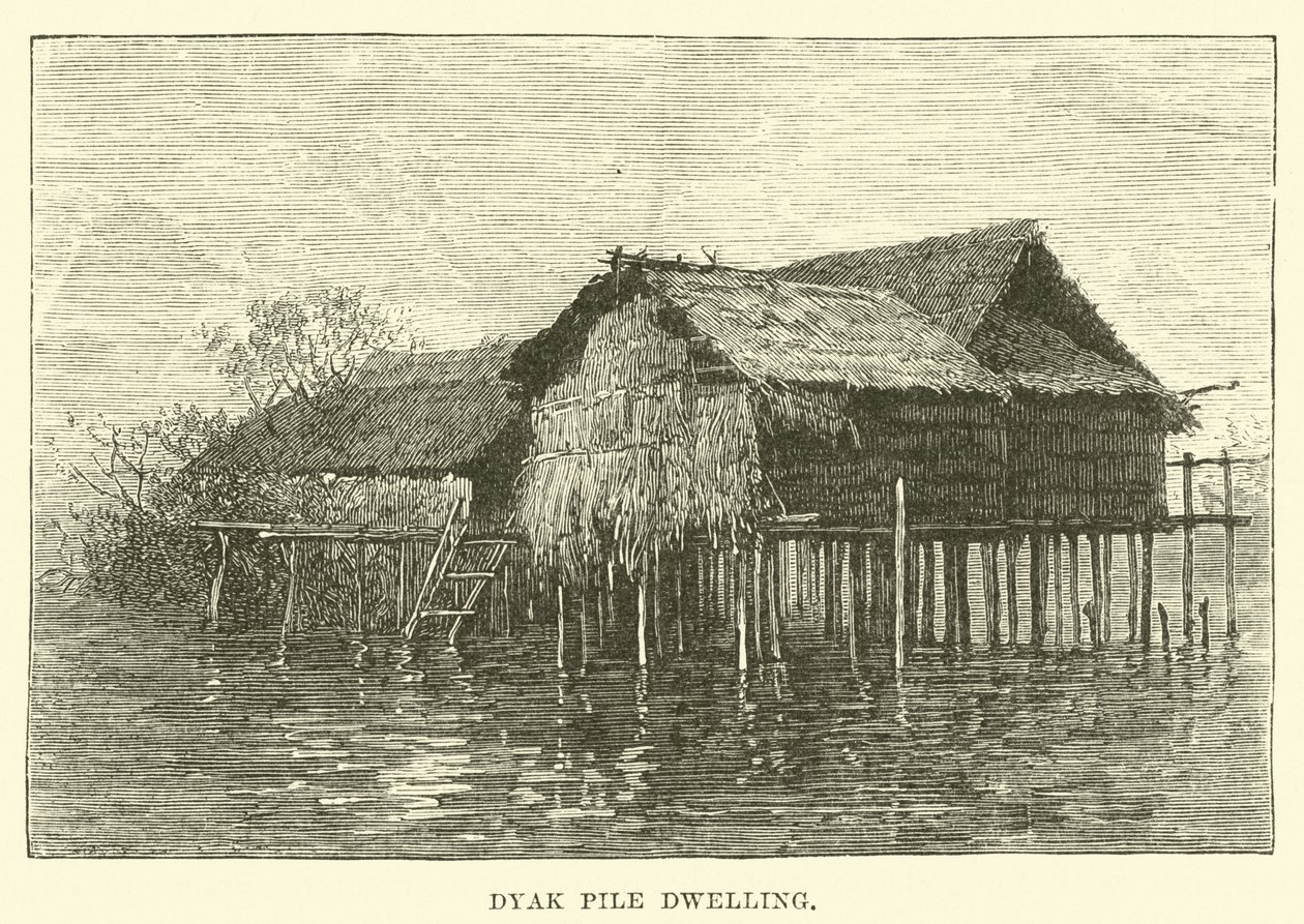 Dyak Pile Dwelling by English School