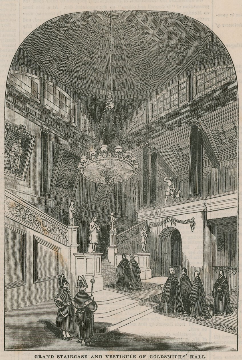 Grand Staircase and Vestibule of Goldsmiths Hall by English School