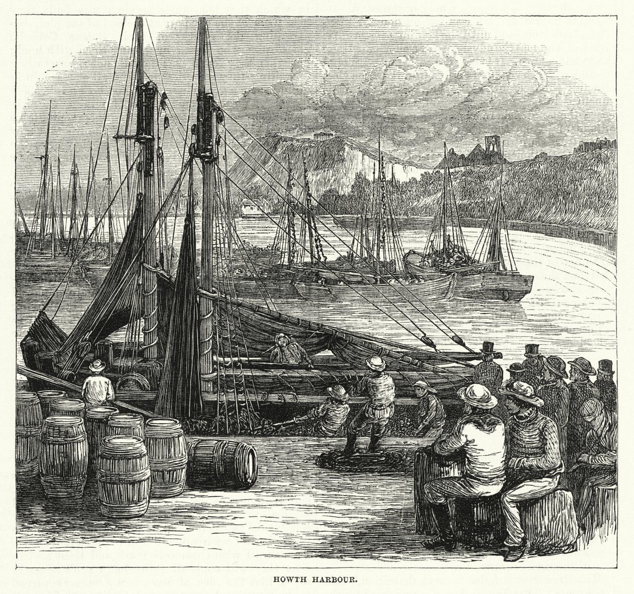 Howth Harbour (engraving) by English School