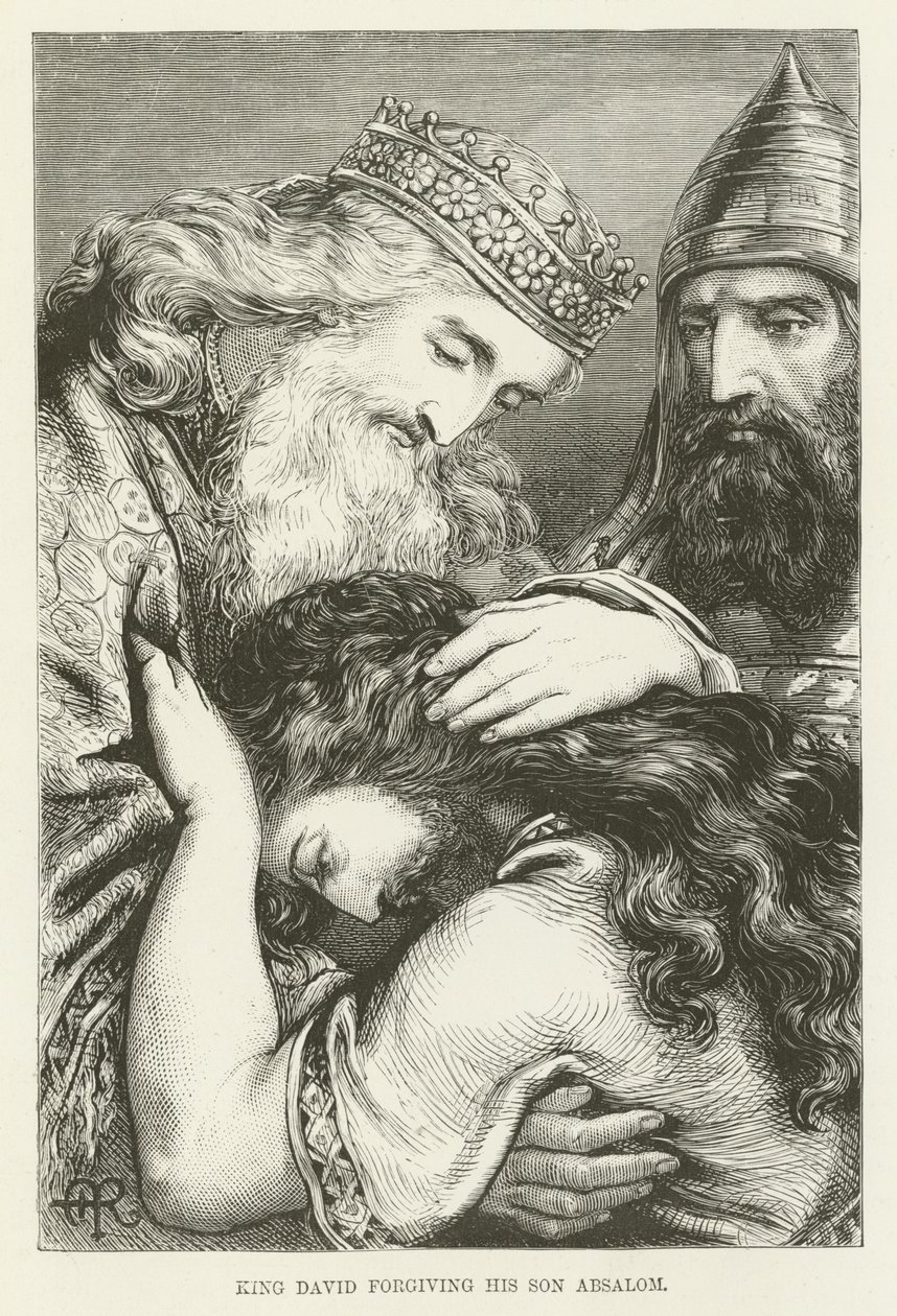 King David Forgiving His Son Absalom by English School