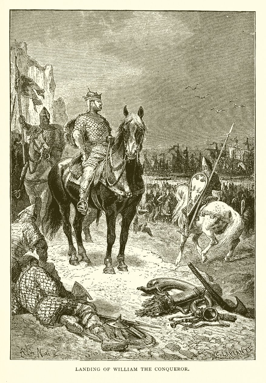 Landing of William the Conqueror by English School