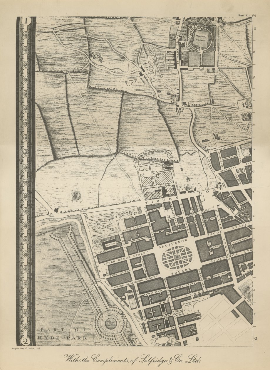 Map of the West End of London by English School