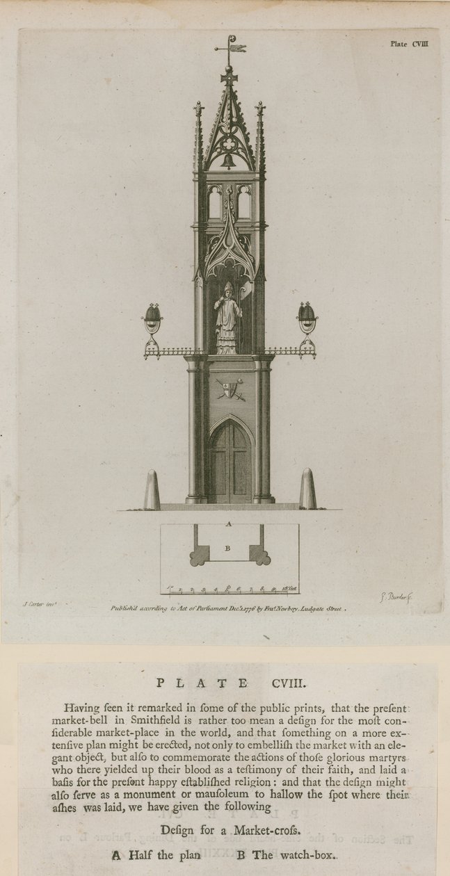 Market cross, Smithfield by English School