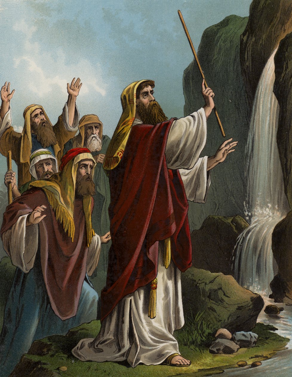 Moses Striking the Rock by English School