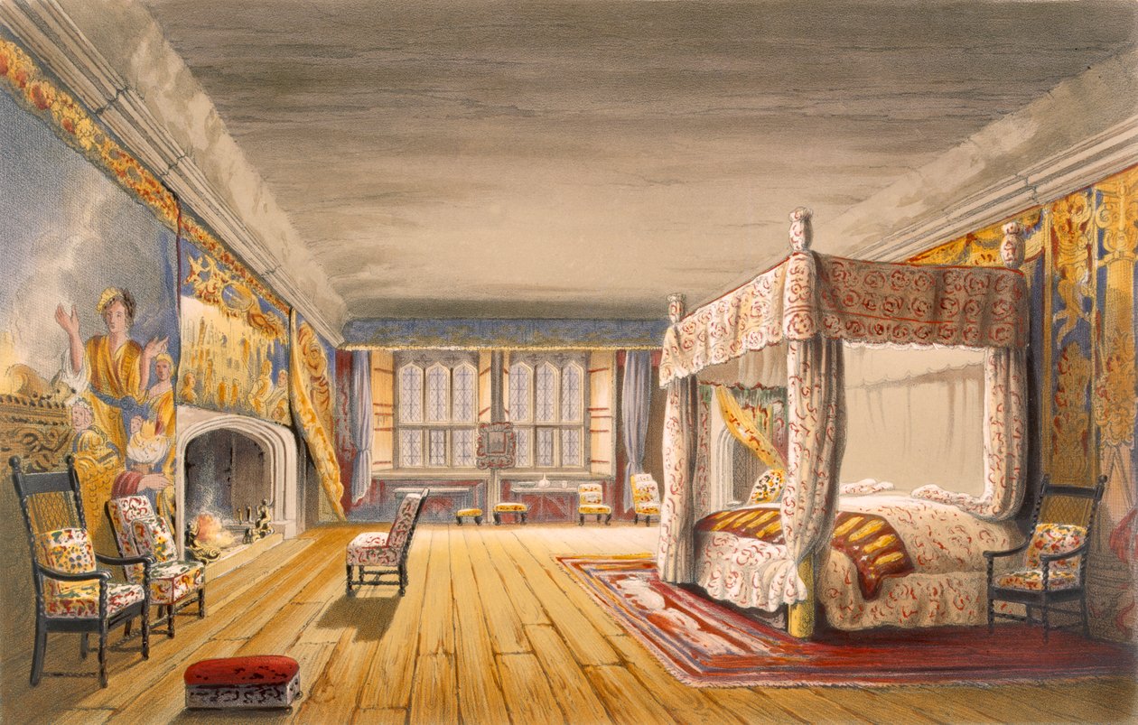 The Best Bedroom, Cotehele House, c.1830-40 by English School