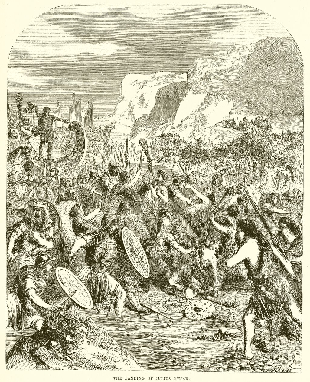 The Landing of Julius Caesar by English School