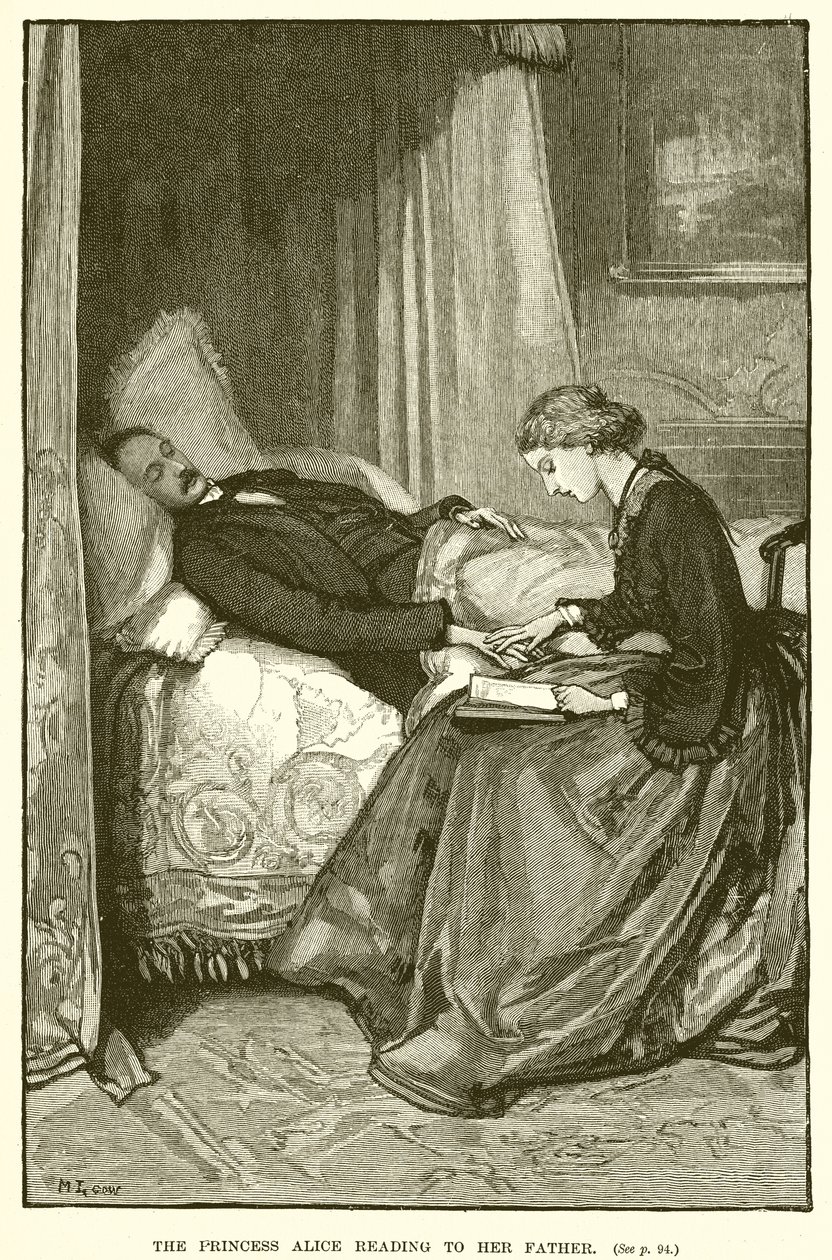 The Princess Alice Reading to her Father by English School