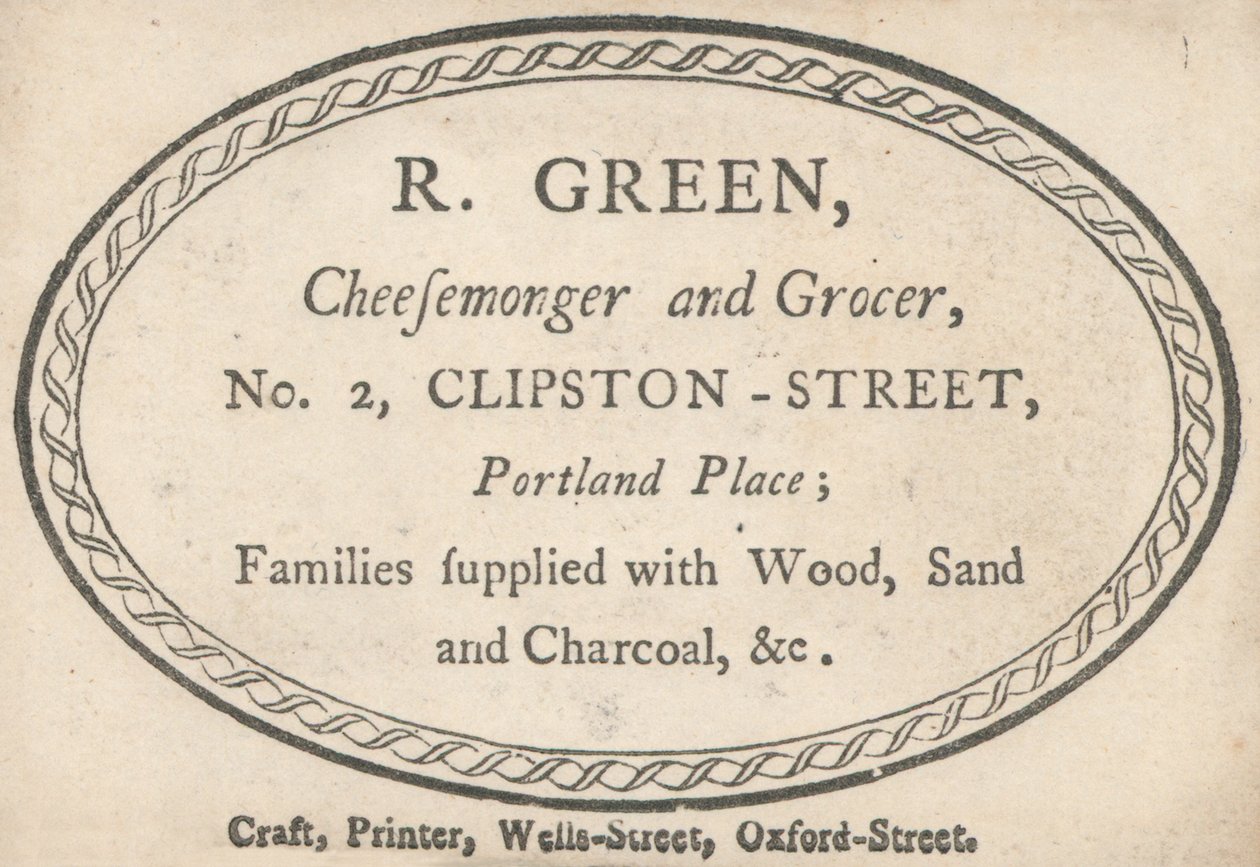 Trade Card, R Green by English School