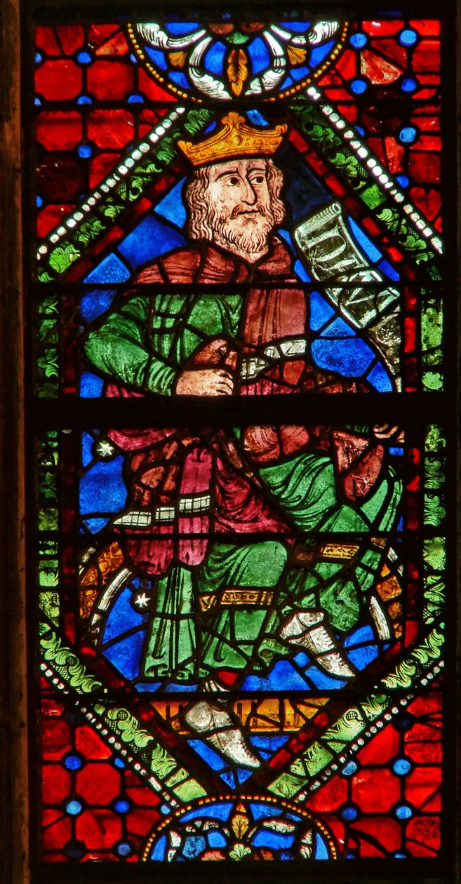 Window depicting a genealogical figure: David by English School