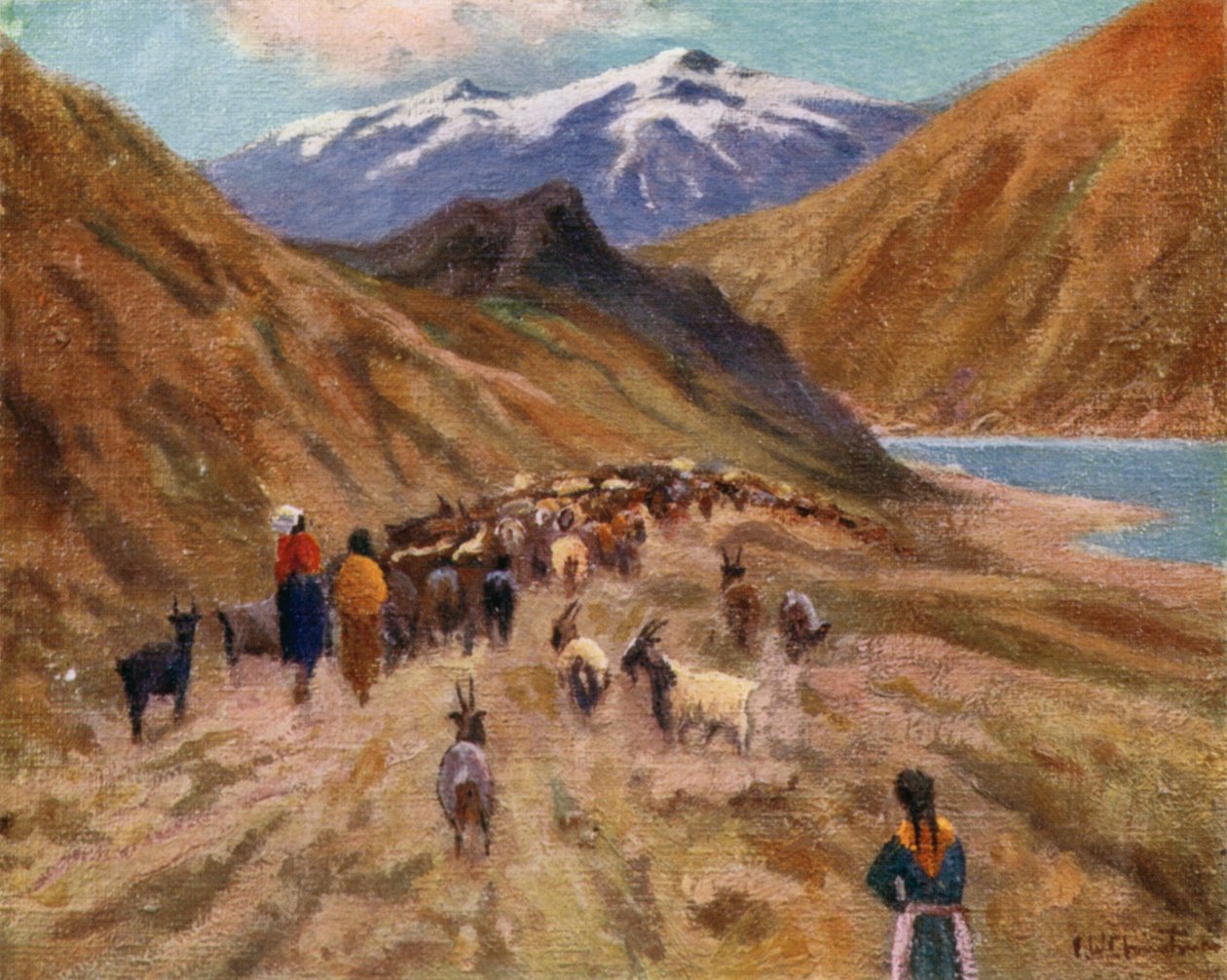 Indian Girls Driving Home Their Goat Herds by Ernest William Christmas