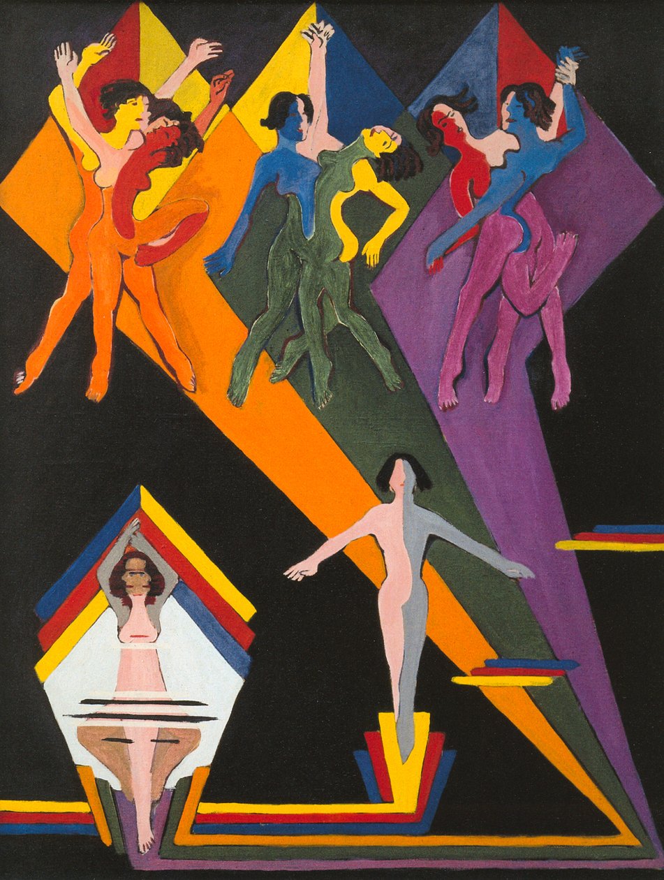 Dancing Girls in Colored Beams by Ernst Ludwig Kirchner