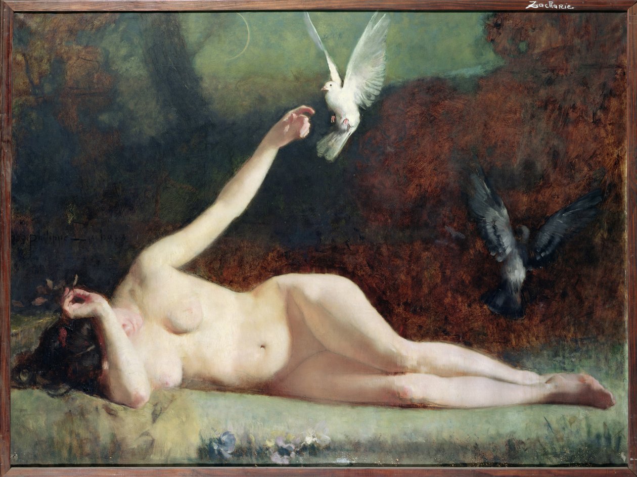 Woman with Pigeons by Ernst Philippe Zacharie