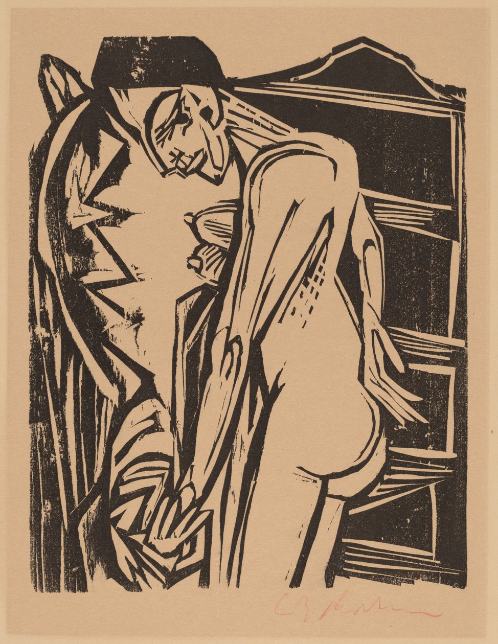 Female Nude Before a Cabinet by Ernst Ludwig Kirchner