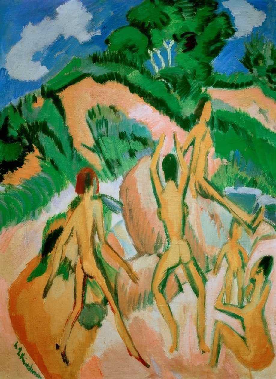 Bathers among Dunes (Fehmarn) by Ernst Ludwig Kirchner