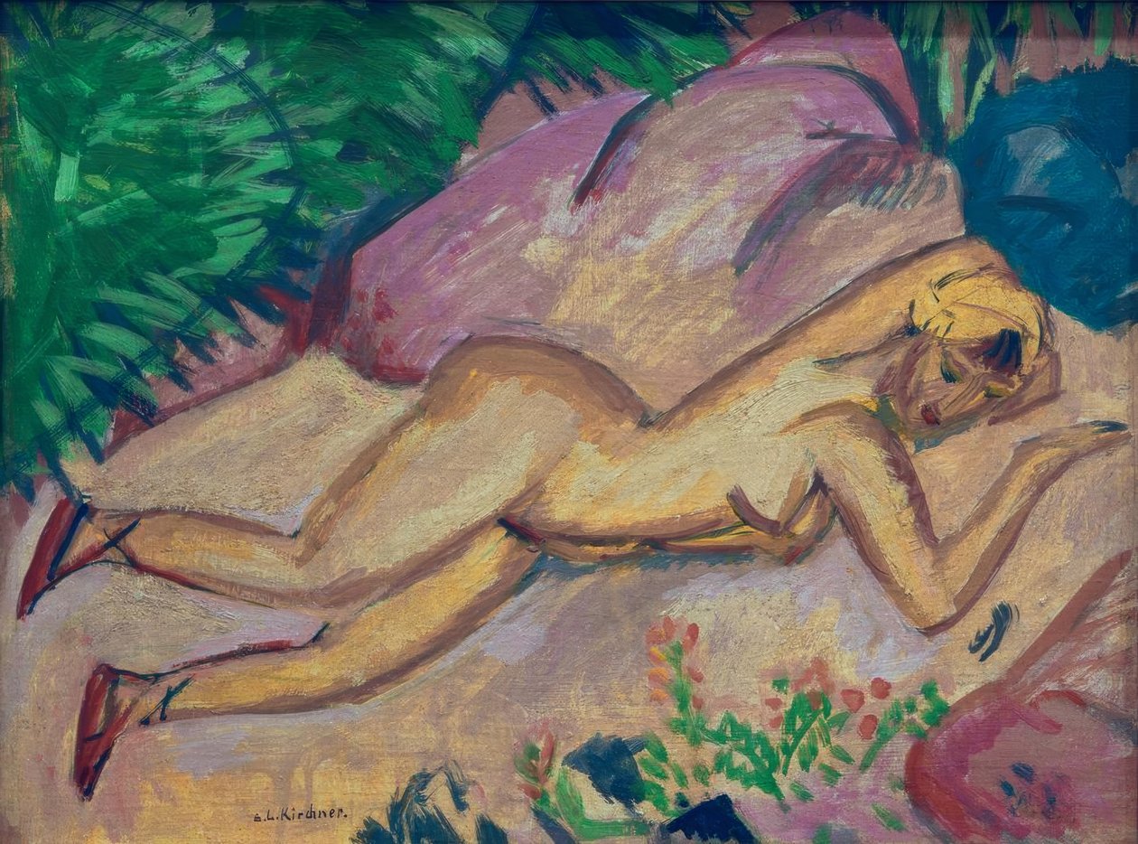 Reclining Girl on the Beach by Ernst Ludwig Kirchner