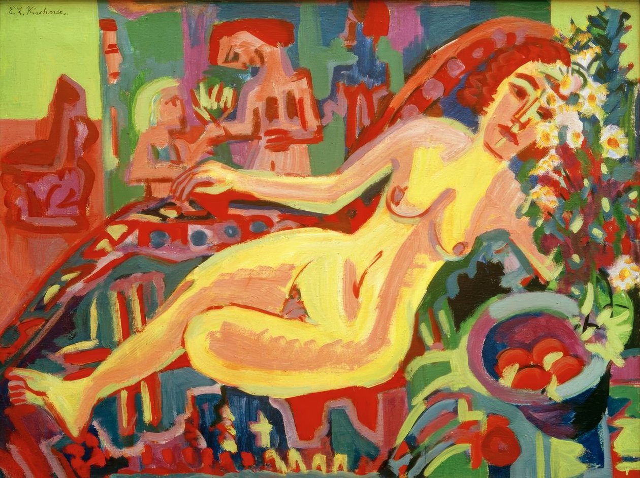 Nude Girl on Divan by Ernst Ludwig Kirchner