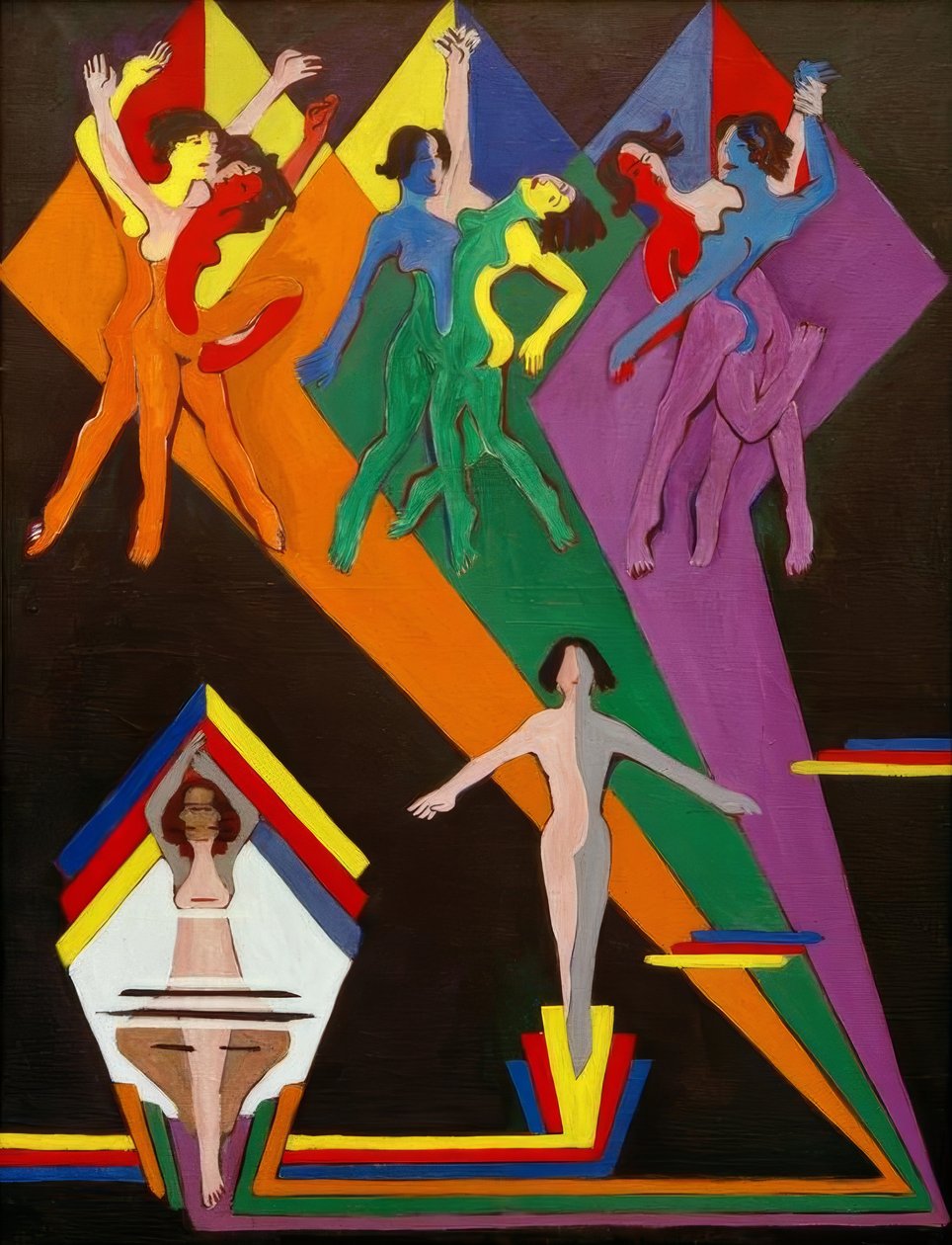 Dancing Girls in Colored Rays by Ernst Ludwig Kirchner