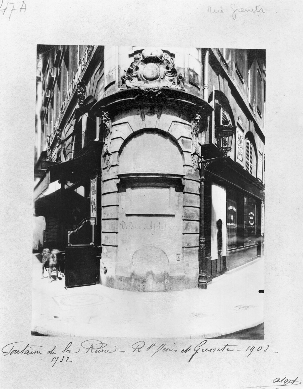 Fontaine de la Reine, rue Saint-Denis, Paris by Eugène Atget