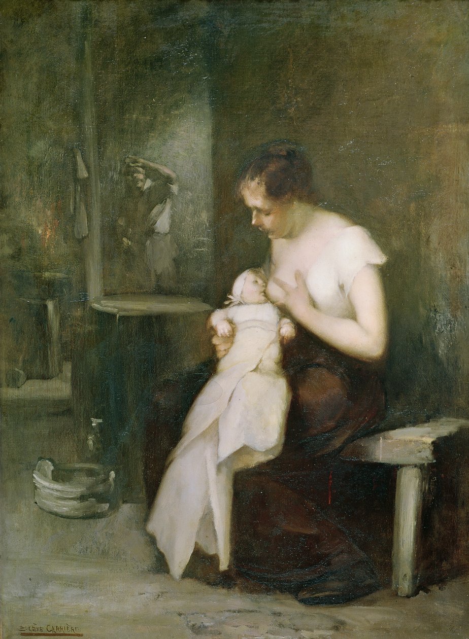 Young Mother, study for a painting for the Salon of 1879 by Eugène Carrière