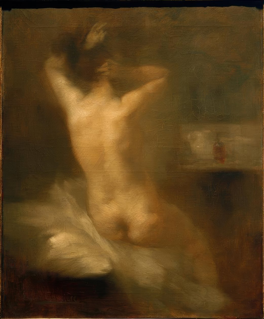 Female Nude Back View by Eugène Carrière