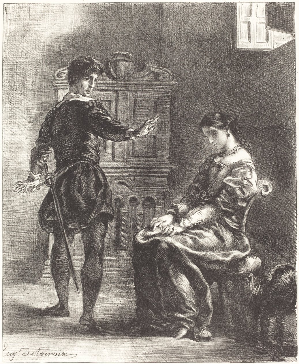 Hamlet and Ophelia (Act III, Scene I) by Eugène Delacroix