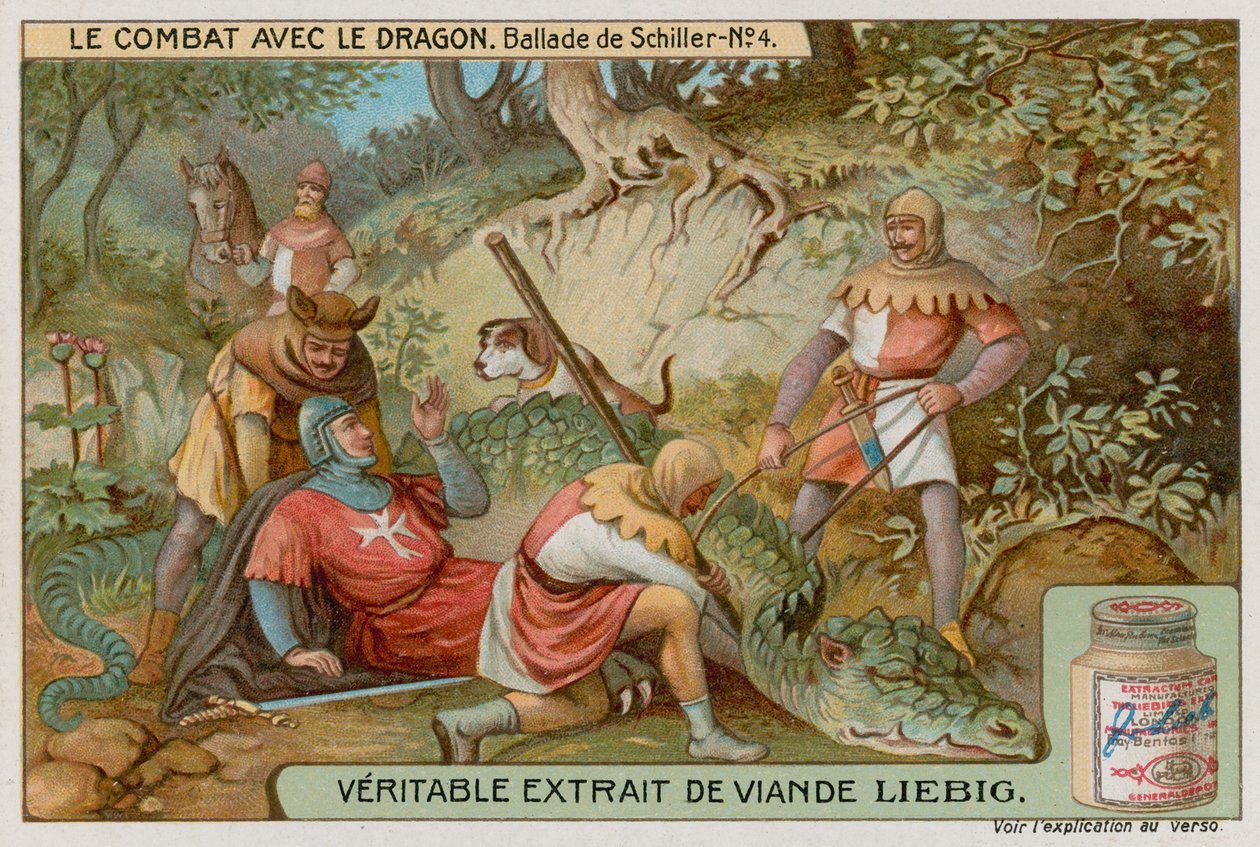 The Knight and His Attendants with the Dead Dragon by European School