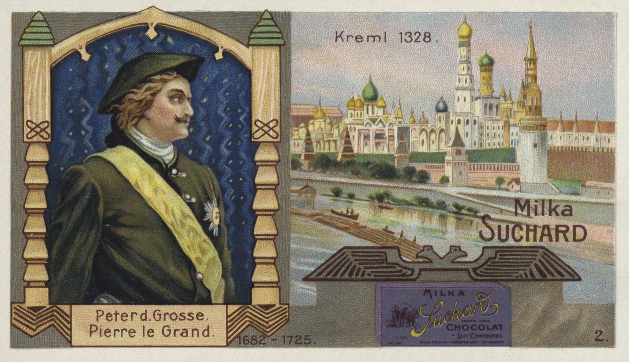 Tsar Peter the Great of Russia and the Kremlin, Moscow by European School