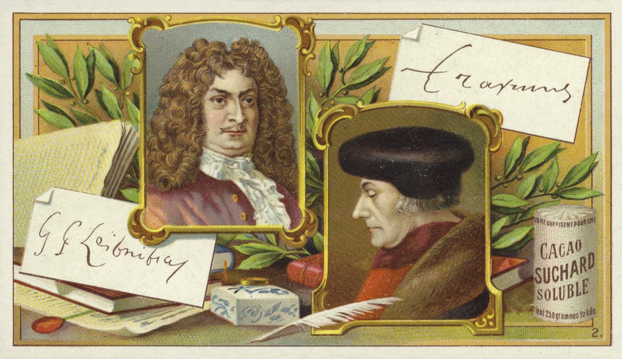 Gottfried Wilhelm Leibniz and Desiderius Erasmus by European School