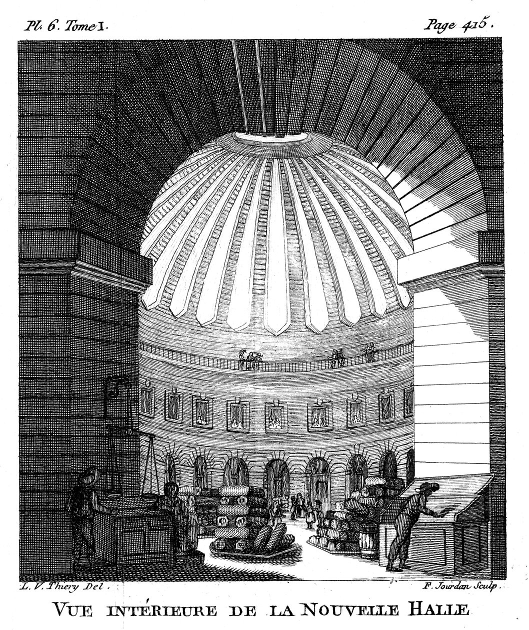Les Halles, Paris, 1786 by F. Jourdan