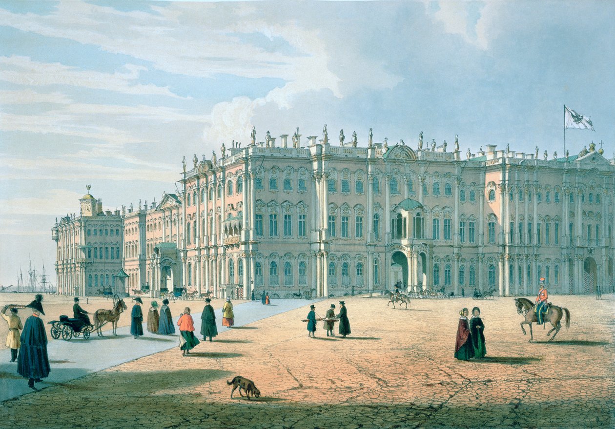 The Winter Palace as seen from Palace Passage, St. Petersburg by Ferdinand Victor Perrot