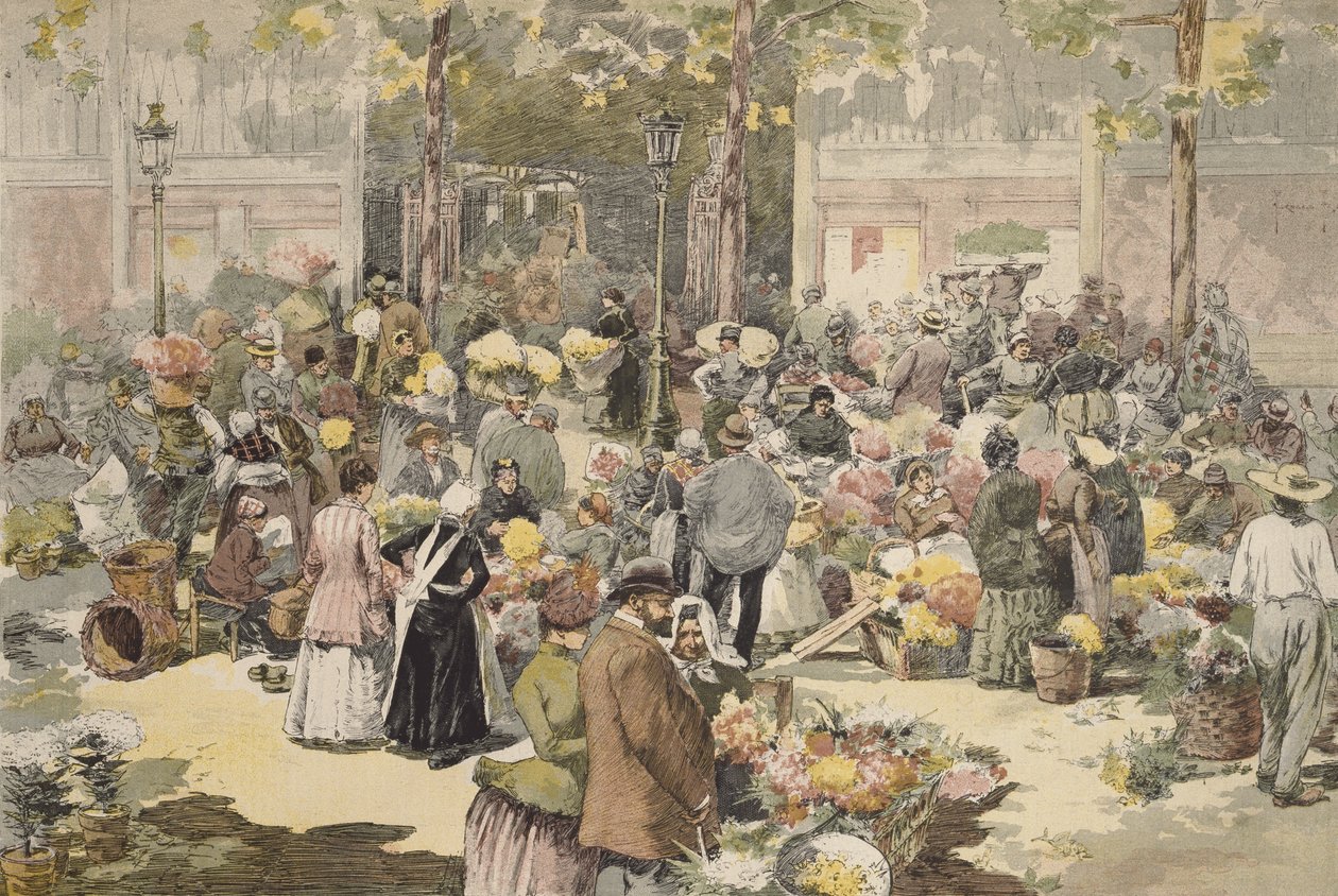 The Flower Market, Paris, 1886 by Fernand Fau