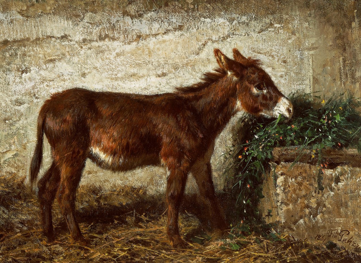 Donkey at Crib by Filippo Palizzi