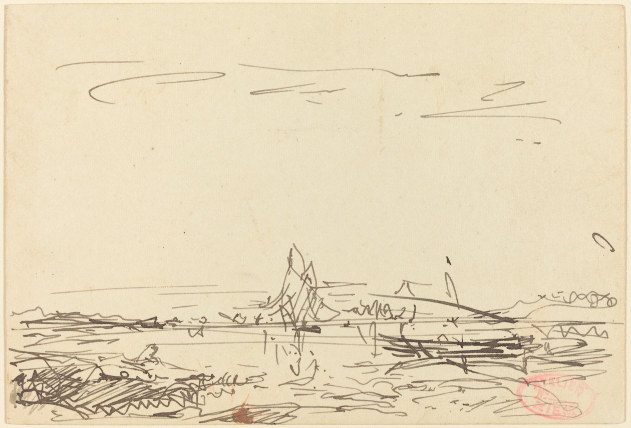 A Cove with a Sailboat by Félix Ziem