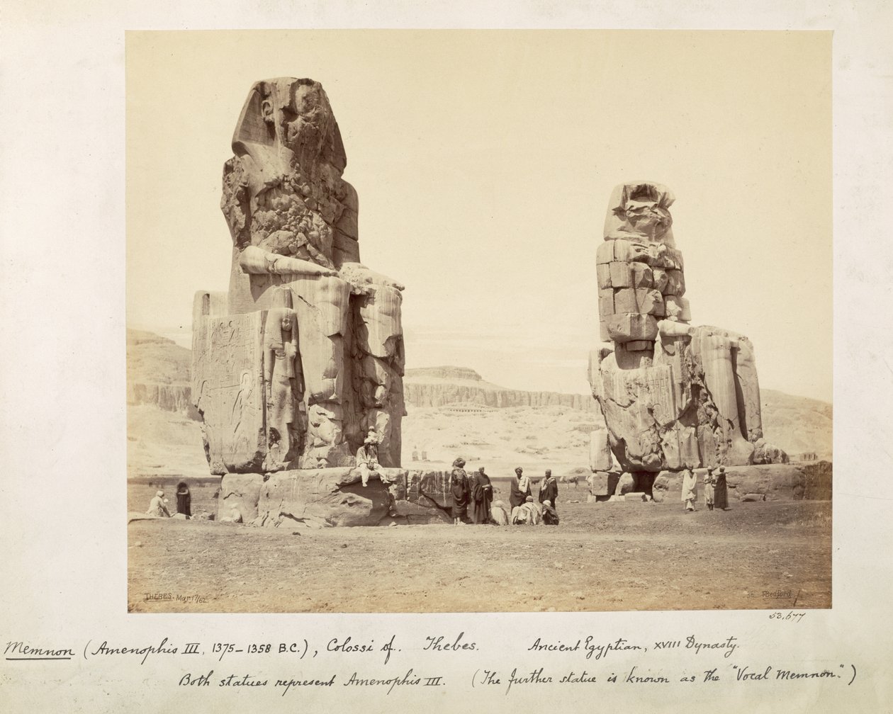 The Colossi of Memnon, Statues of Amenhotep III, XVIII Dynasty, c.1375-1358 BC, Thebes, 1862 by Francis Bedford