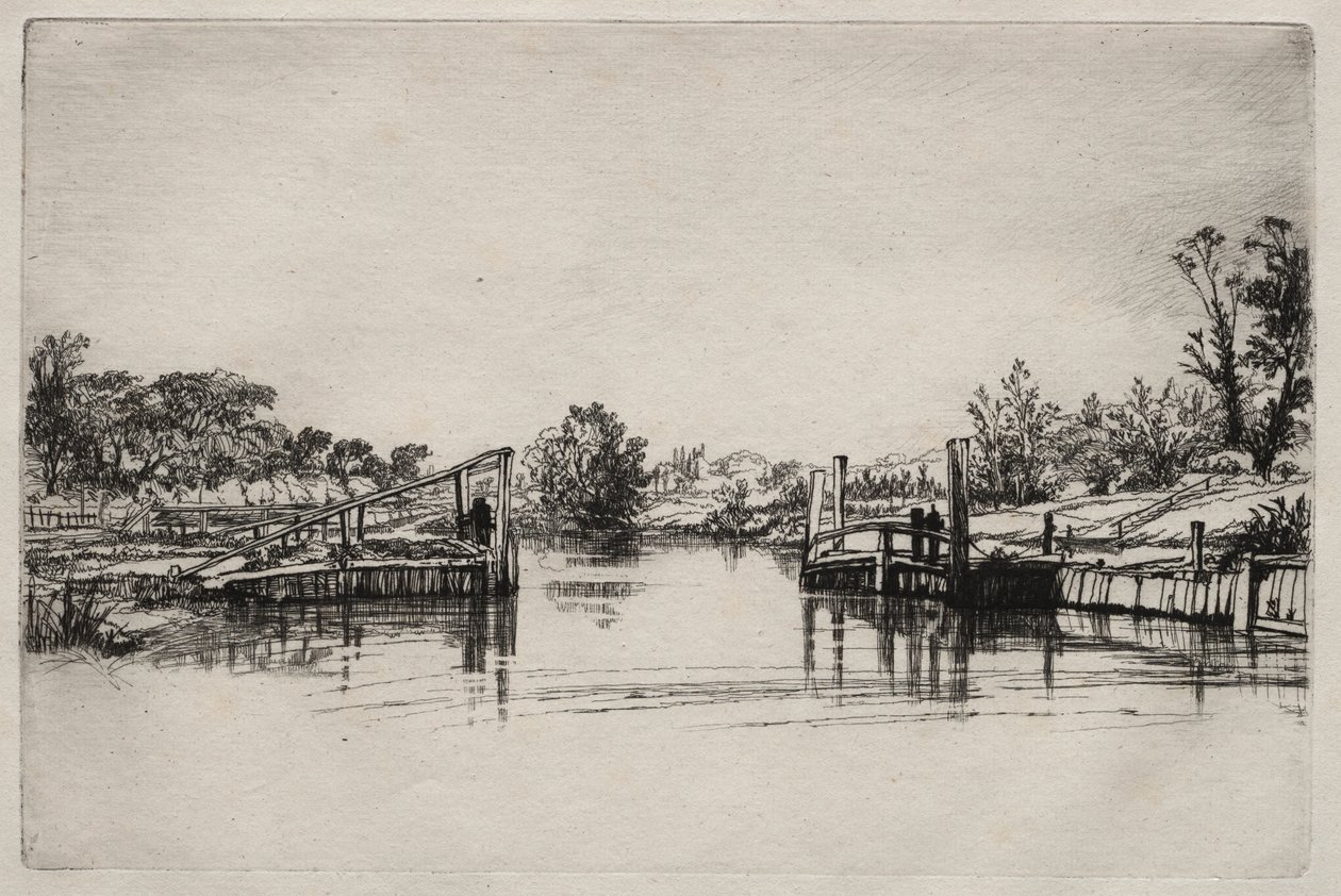Egham Lock by Francis Seymour Haden