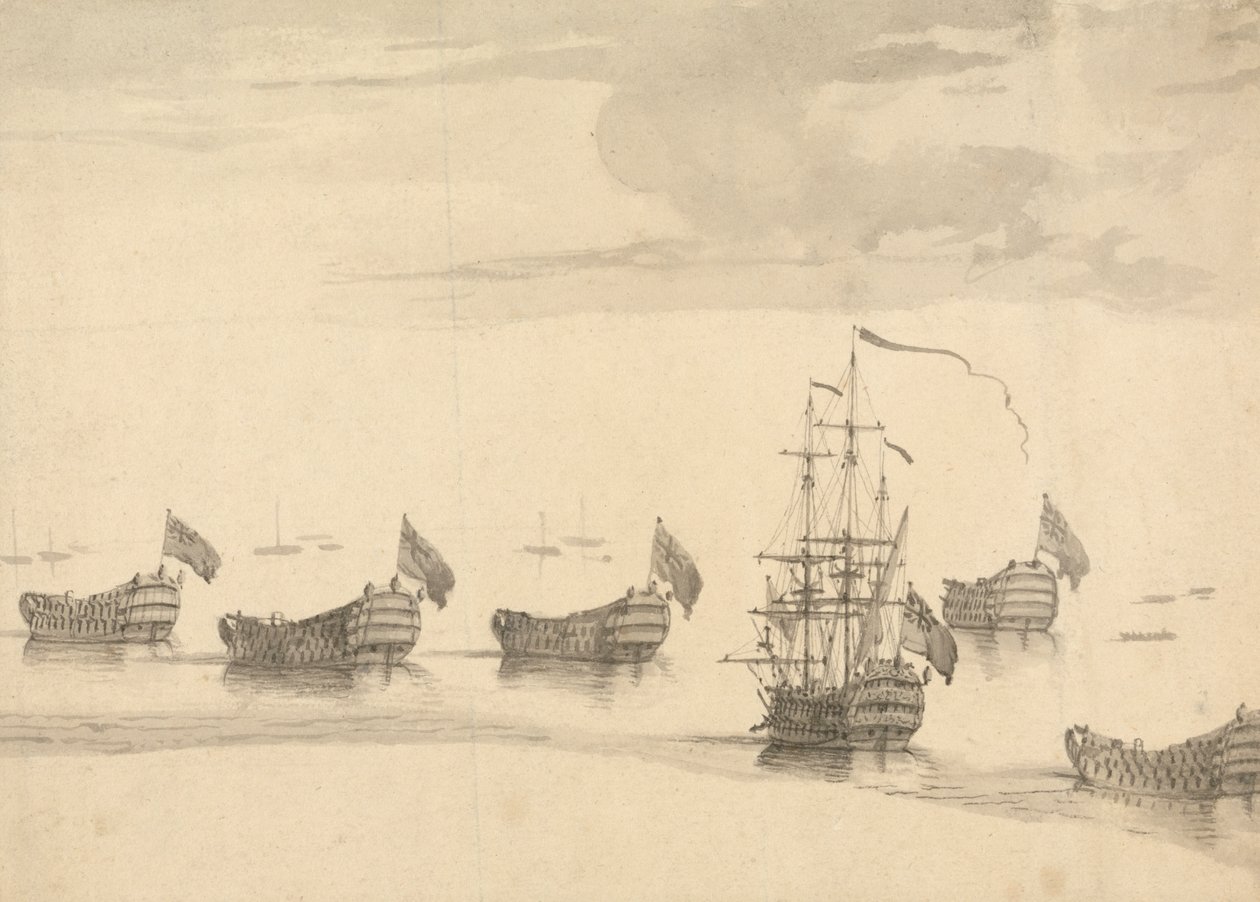 Ships on a Calm Sea by Francis Swaine