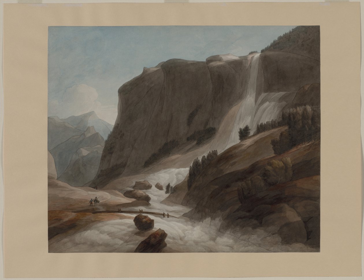 Waterfall between Chiavenna and Mount Splügen by Francis Towne