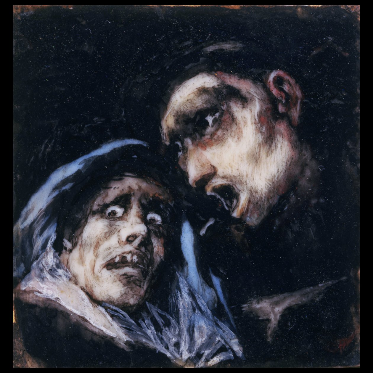 Monk Talking to an Old Woman by Francisco de Goya