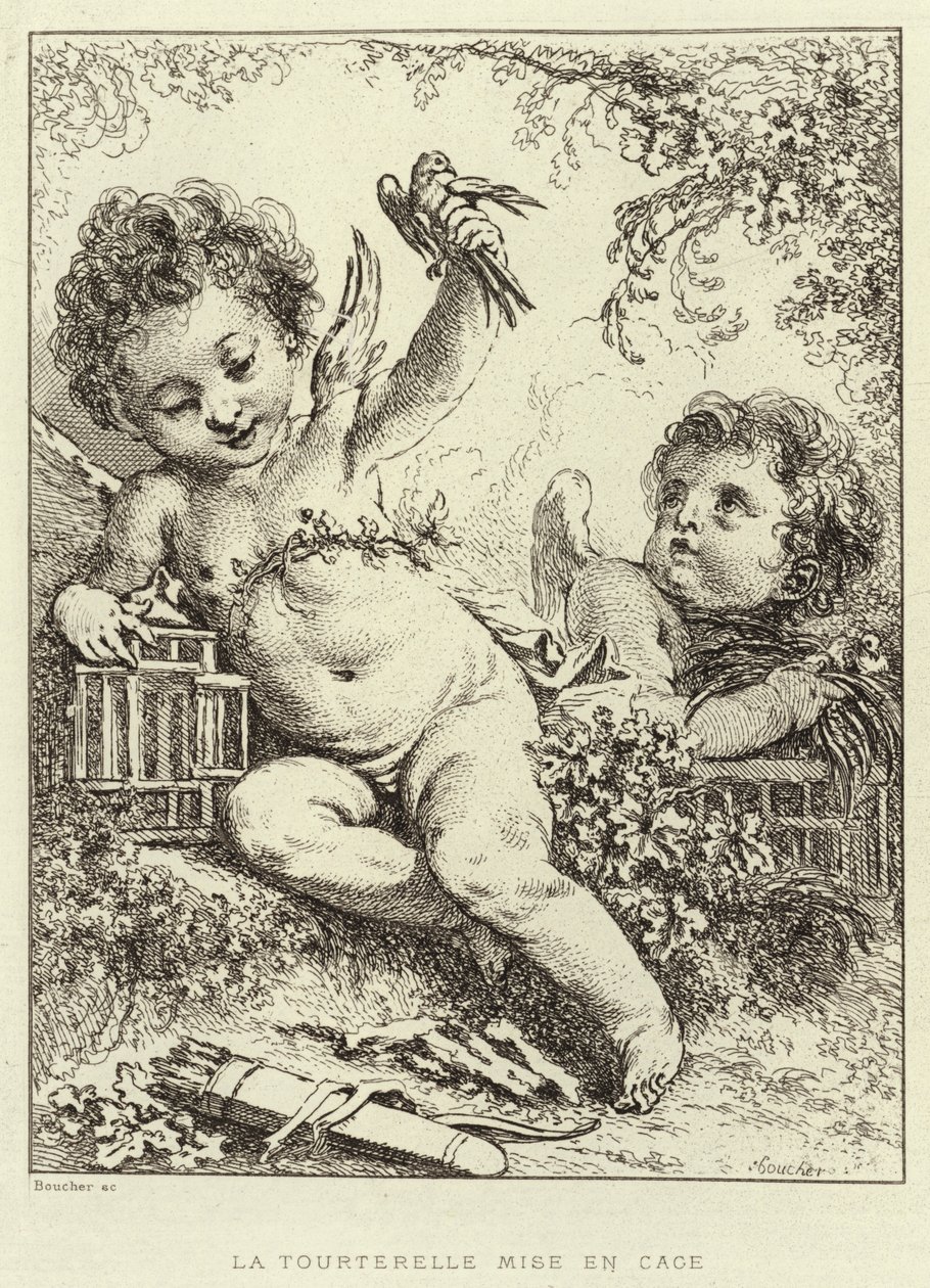 The Dove Caged by Francois (after) Boucher